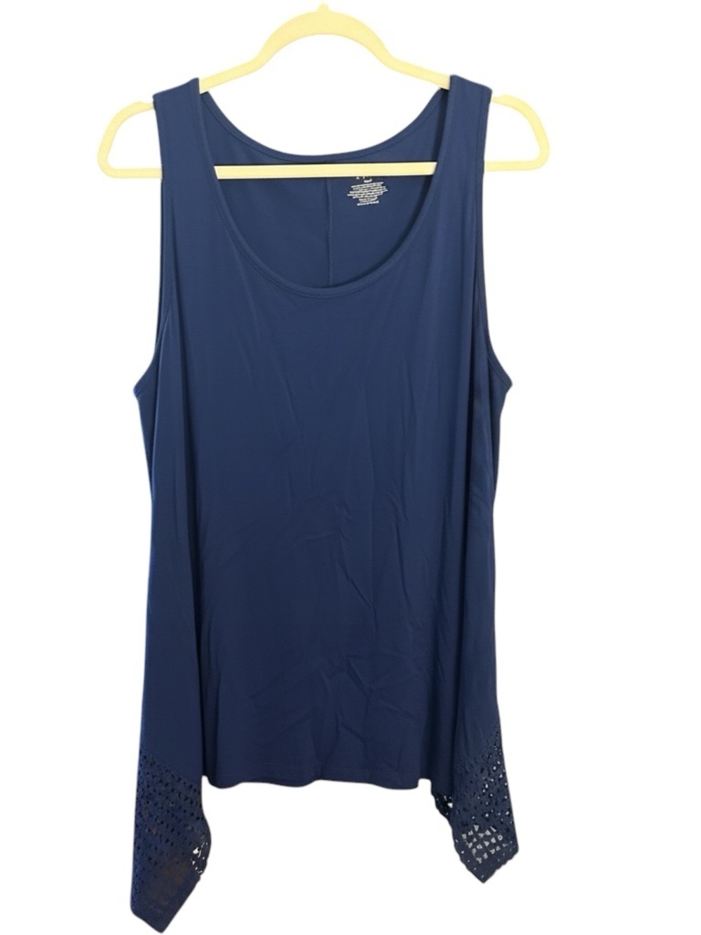Lane Bryant Navy Laser-Cut Hem Tank Top